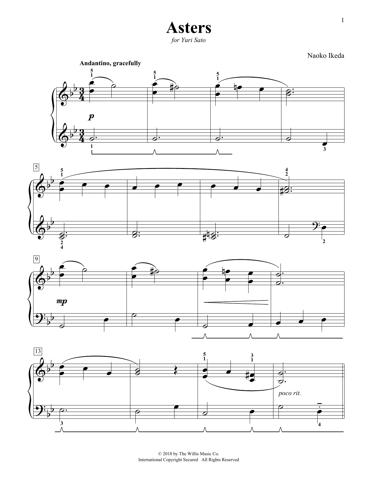 Download Naoko Ikeda Asters Sheet Music and learn how to play Educational Piano PDF digital score in minutes