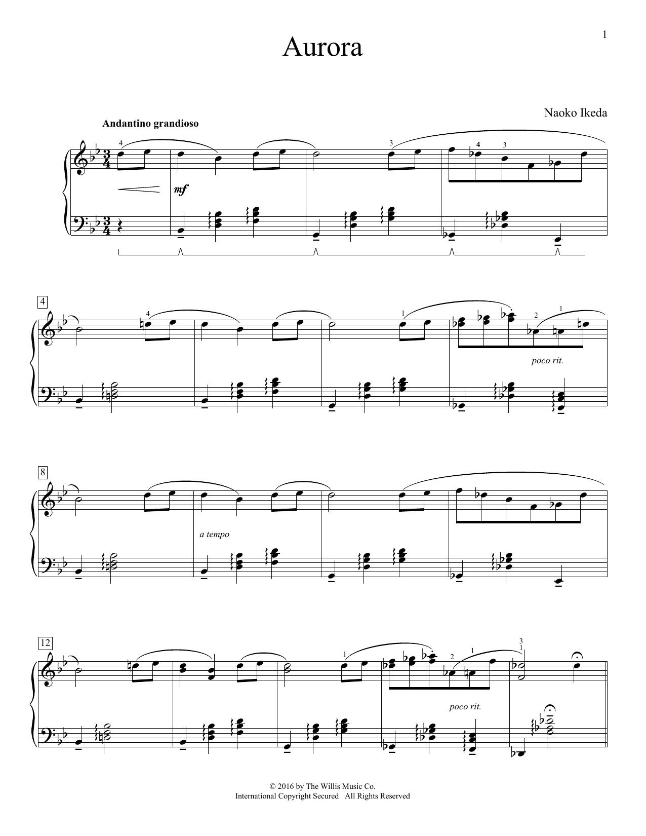 Download Naoko Ikeda Aurora Sheet Music and learn how to play Educational Piano PDF digital score in minutes