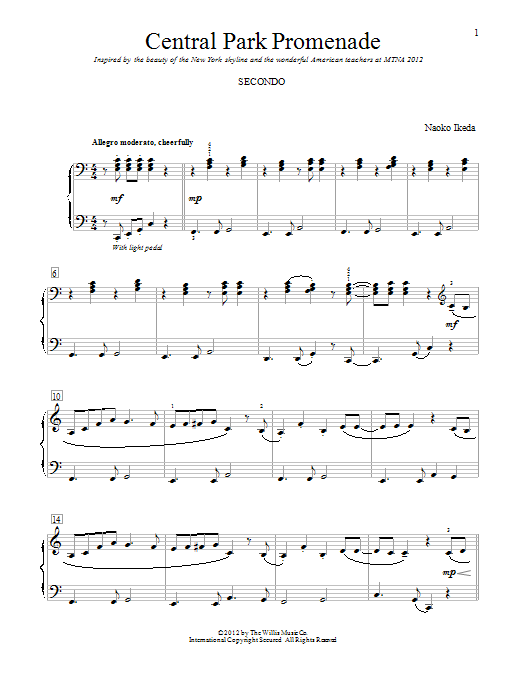 Download Naoko Ikeda Central Park Promenade Sheet Music and learn how to play Piano Duet PDF digital score in minutes