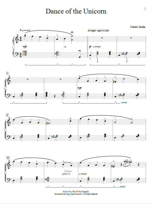 Download Naoko Ikeda Dance Of The Unicorn Sheet Music and learn how to play Easy Piano PDF digital score in minutes