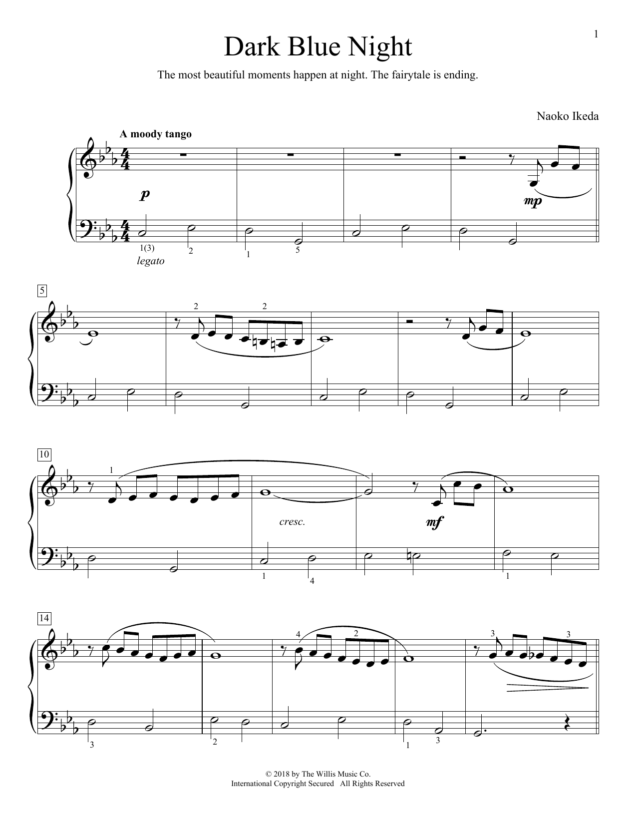 Download Naoko Ikeda Dark Blue Night Sheet Music and learn how to play Educational Piano PDF digital score in minutes