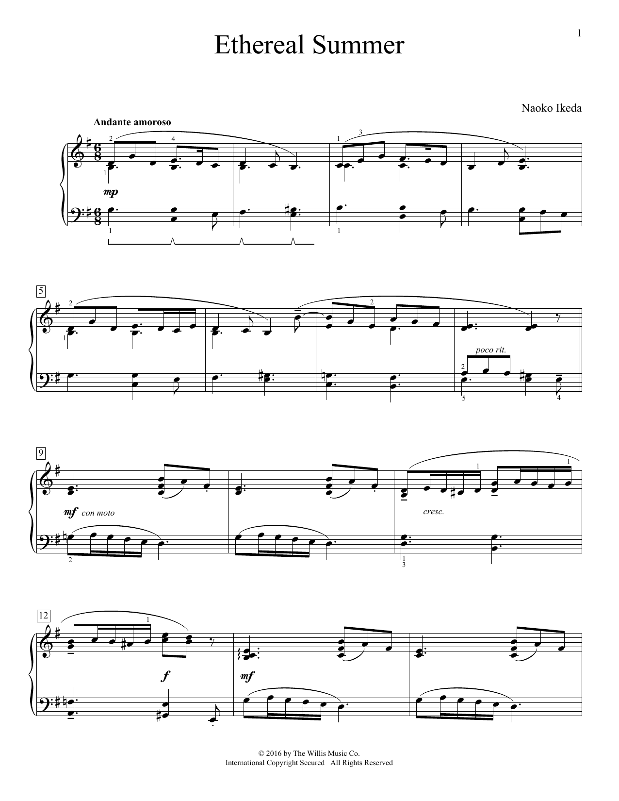 Download Naoko Ikeda Ethereal Summer Sheet Music and learn how to play Educational Piano PDF digital score in minutes