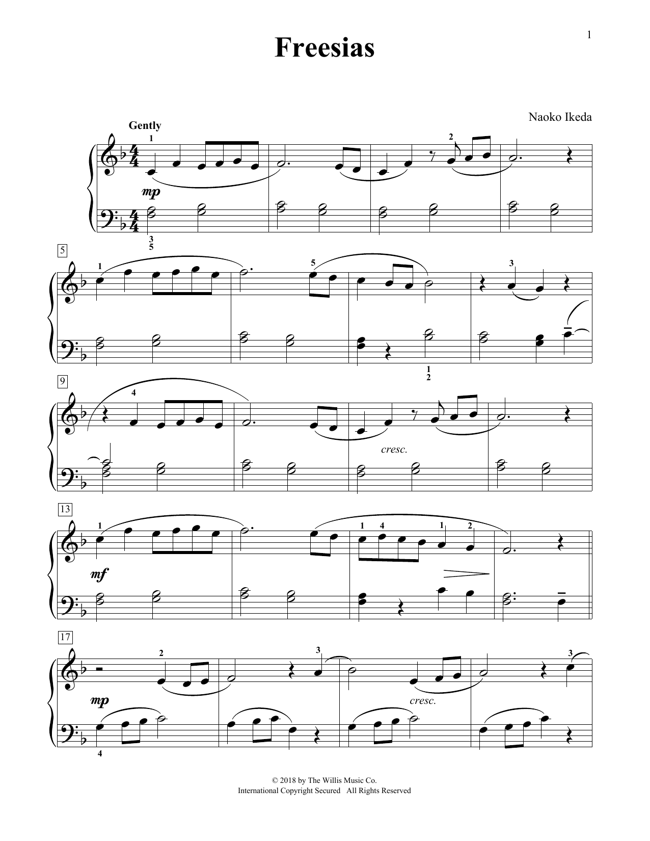 Download Naoko Ikeda Freesias Sheet Music and learn how to play Educational Piano PDF digital score in minutes