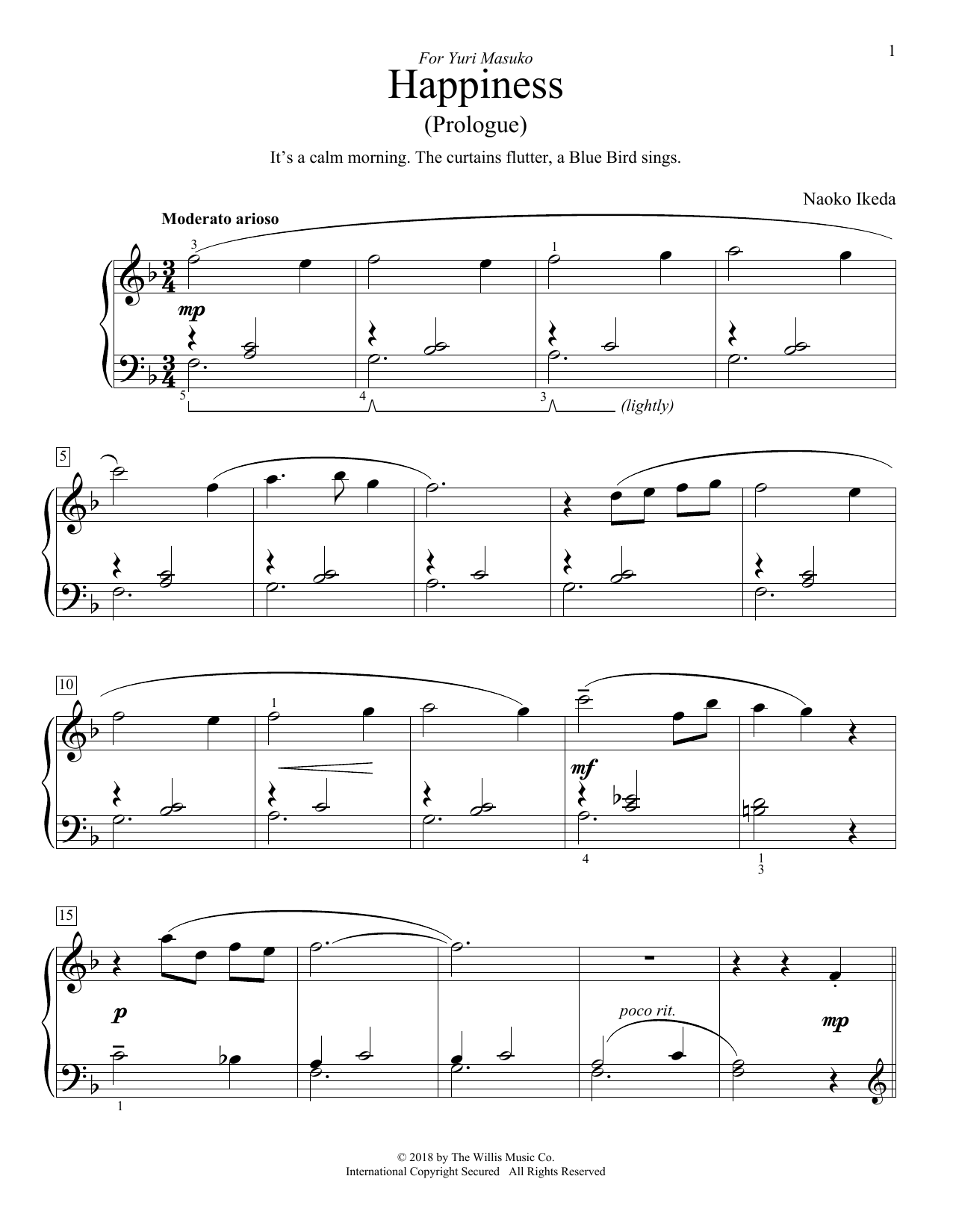Download Naoko Ikeda Happiness (Prologue) Sheet Music and learn how to play Educational Piano PDF digital score in minutes