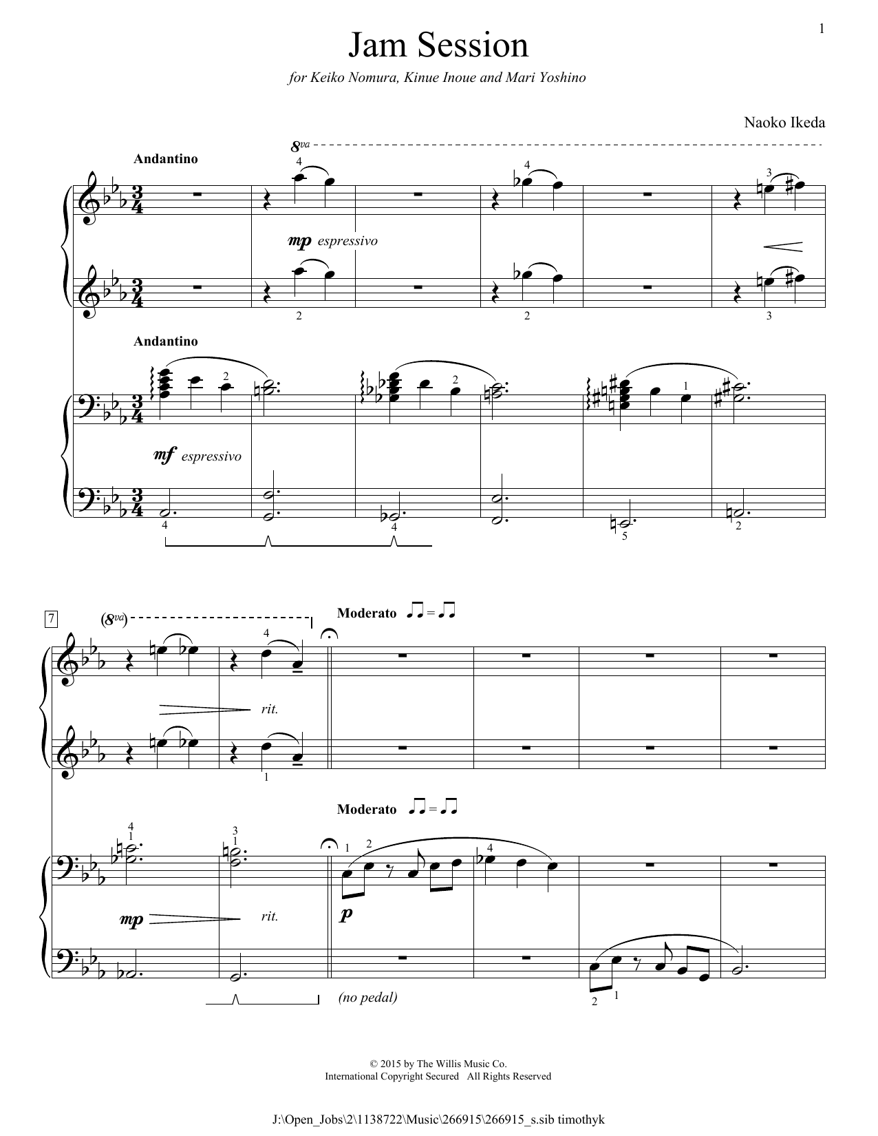Download Naoko Ikeda Jam Session Sheet Music and learn how to play Piano Duet PDF digital score in minutes