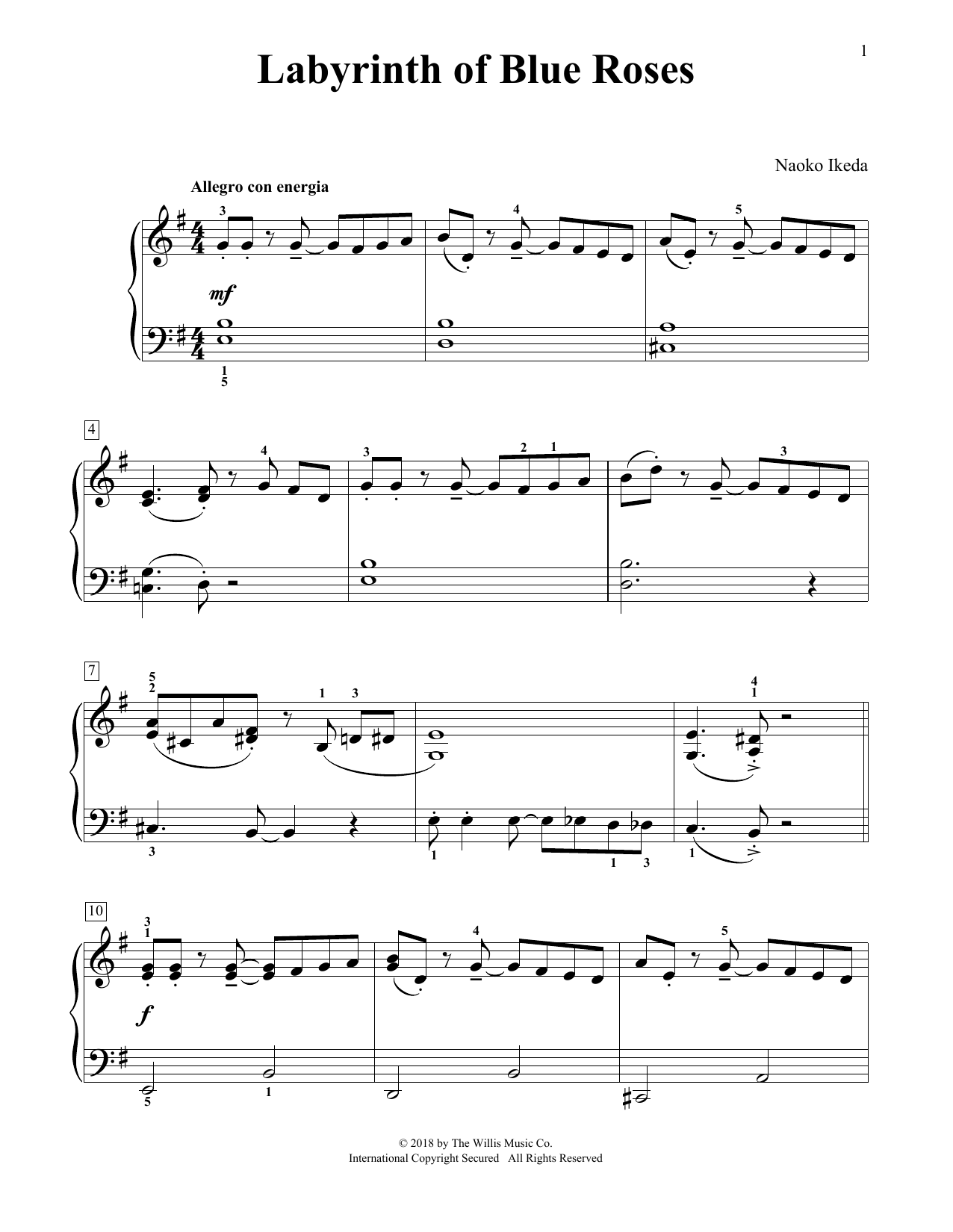 Download Naoko Ikeda Labyrinth Of Blue Roses Sheet Music and learn how to play Educational Piano PDF digital score in minutes