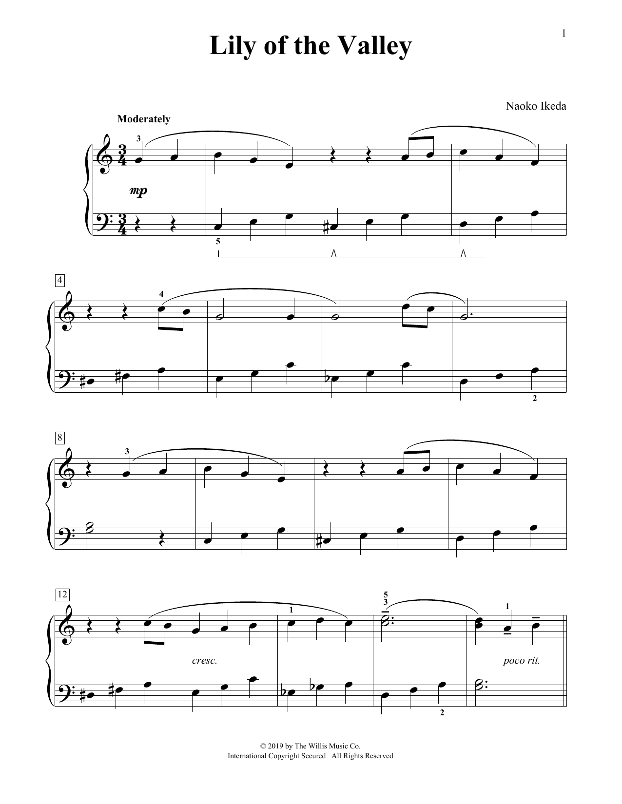 Download Naoko Ikeda Lily Of The Valley Sheet Music and learn how to play Educational Piano PDF digital score in minutes