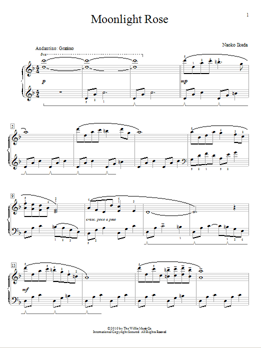 Download Naoko Ikeda Moonlight Rose Sheet Music and learn how to play Easy Piano PDF digital score in minutes