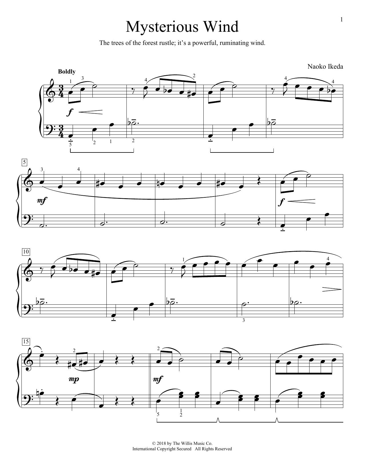 Download Naoko Ikeda Mysterious Wind Sheet Music and learn how to play Educational Piano PDF digital score in minutes