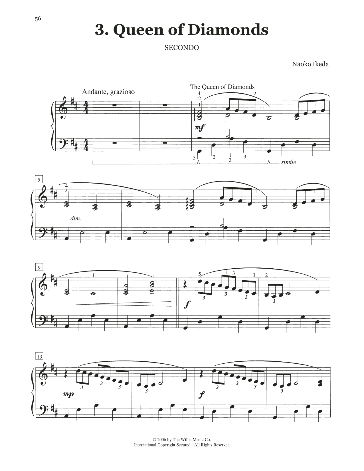 Download Naoko Ikeda Queen Of Diamonds Sheet Music and learn how to play Piano Duet PDF digital score in minutes