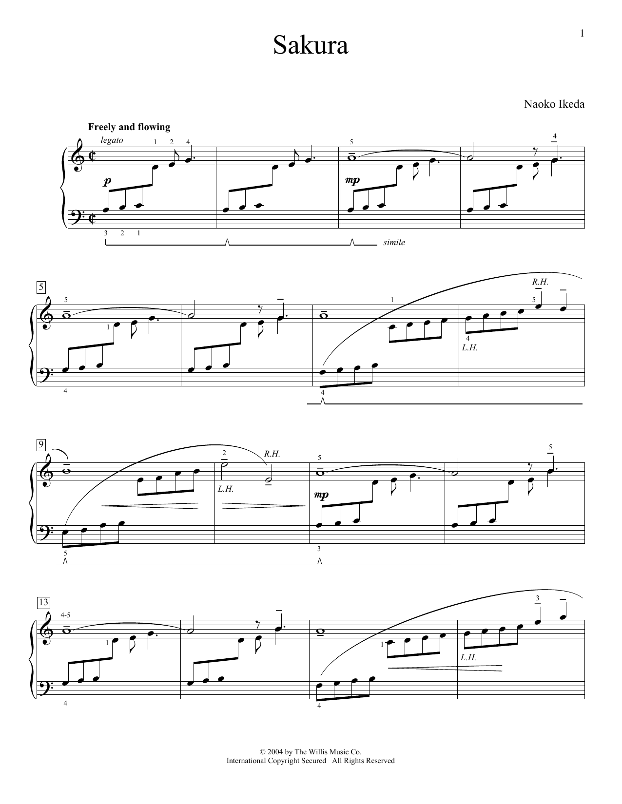 Download Naoko Ikeda Sakura Sheet Music and learn how to play Educational Piano PDF digital score in minutes