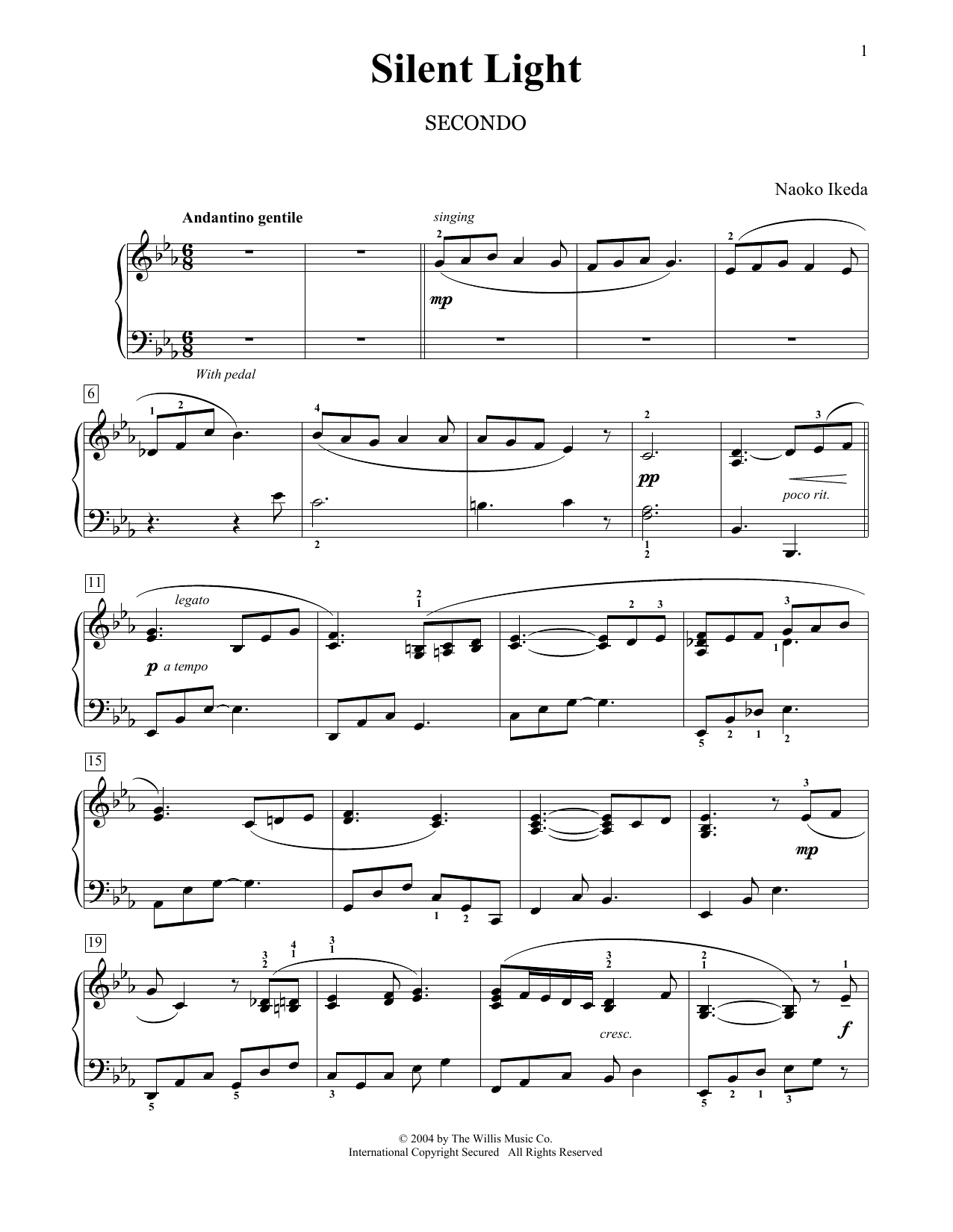 Download Naoko Ikeda Silent Light Sheet Music and learn how to play Piano Duet PDF digital score in minutes
