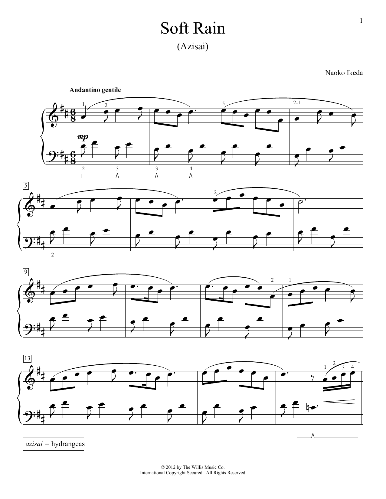 Download Naoko Ikeda Soft Rain (Azisai) Sheet Music and learn how to play Piano PDF digital score in minutes