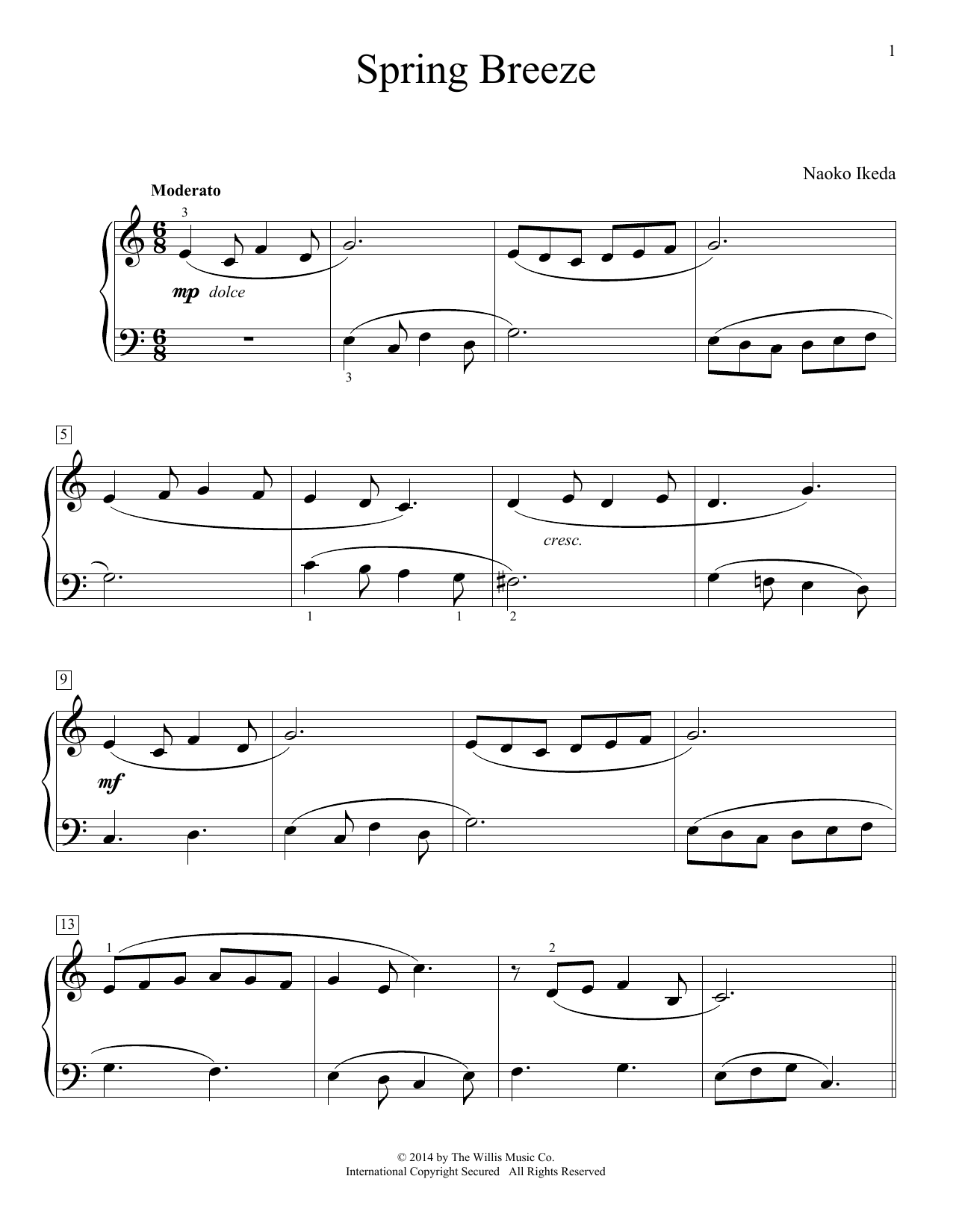 Download Naoko Ikeda Spring Breeze Sheet Music and learn how to play Easy Piano PDF digital score in minutes
