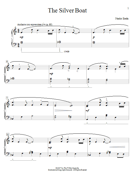 Download Naoko Ikeda The Silver Boat Sheet Music and learn how to play Easy Piano PDF digital score in minutes