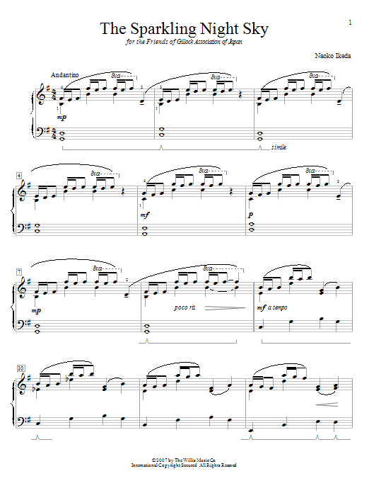 Download Naoko Ikeda The Sparkling Night Sky Sheet Music and learn how to play Easy Piano PDF digital score in minutes