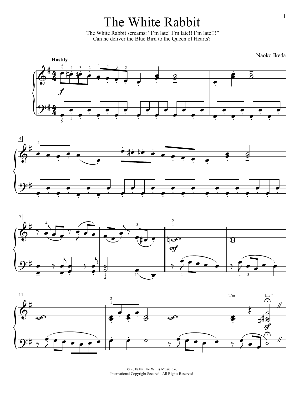 Download Naoko Ikeda The White Rabbit Sheet Music and learn how to play Educational Piano PDF digital score in minutes