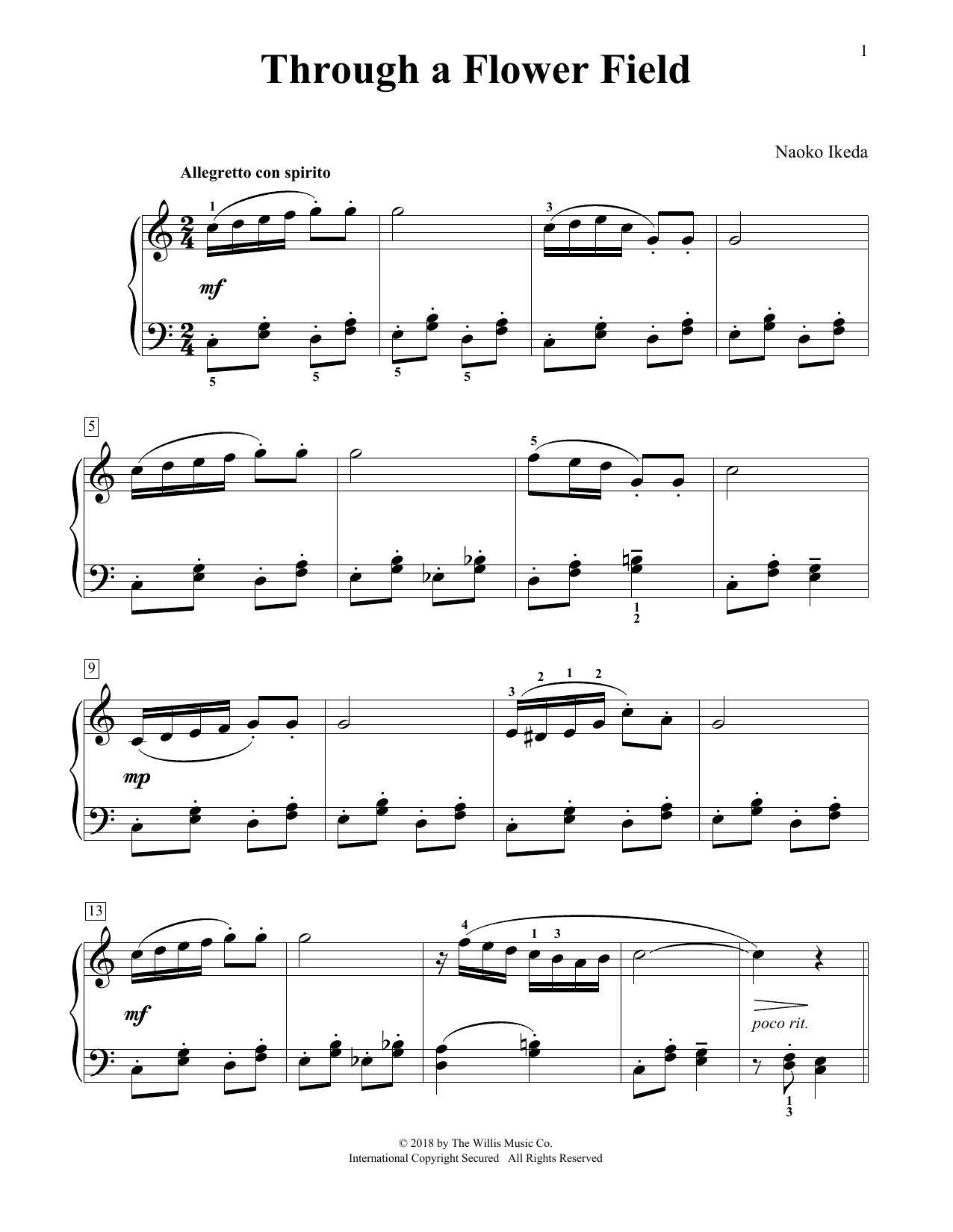 Download Naoko Ikeda Through A Flower Field Sheet Music and learn how to play Educational Piano PDF digital score in minutes