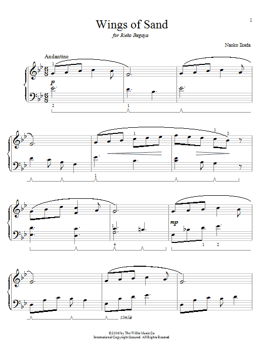 Download Naoko Ikeda Wings Of Sand Sheet Music and learn how to play Easy Piano PDF digital score in minutes