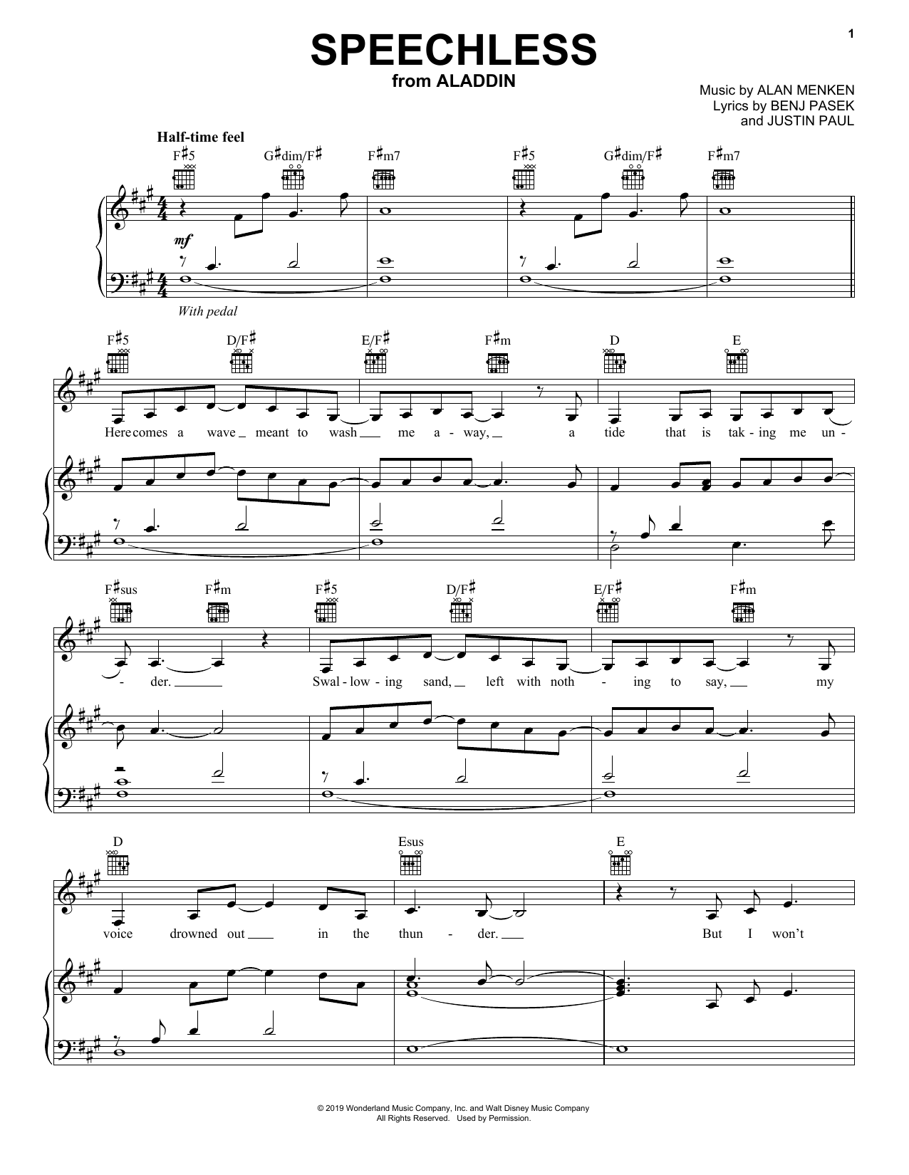 Naomi Scott Speechless from Disney s Aladdin Sheet Music Notes 
