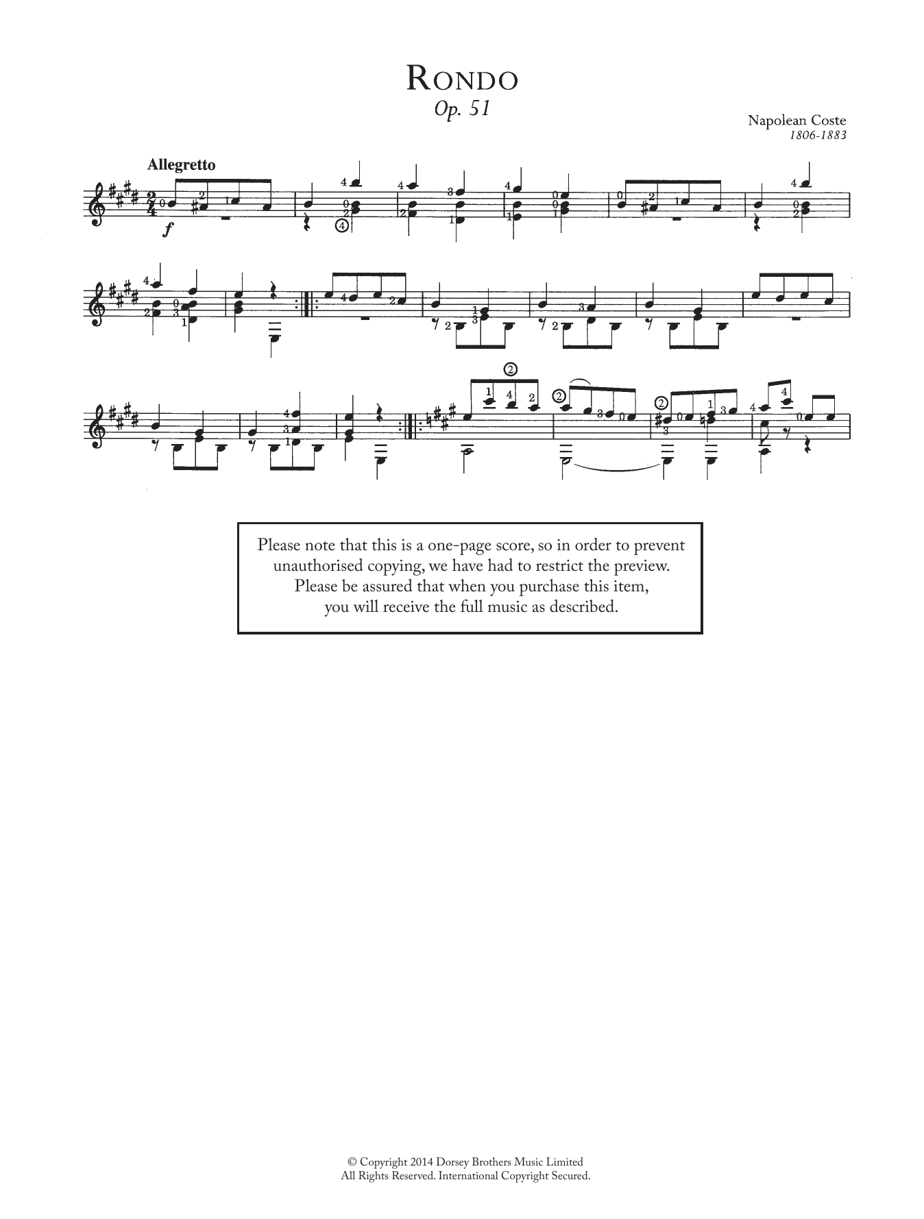 Download Napoleon Coste Rondo, Op.51 Sheet Music and learn how to play Guitar PDF digital score in minutes