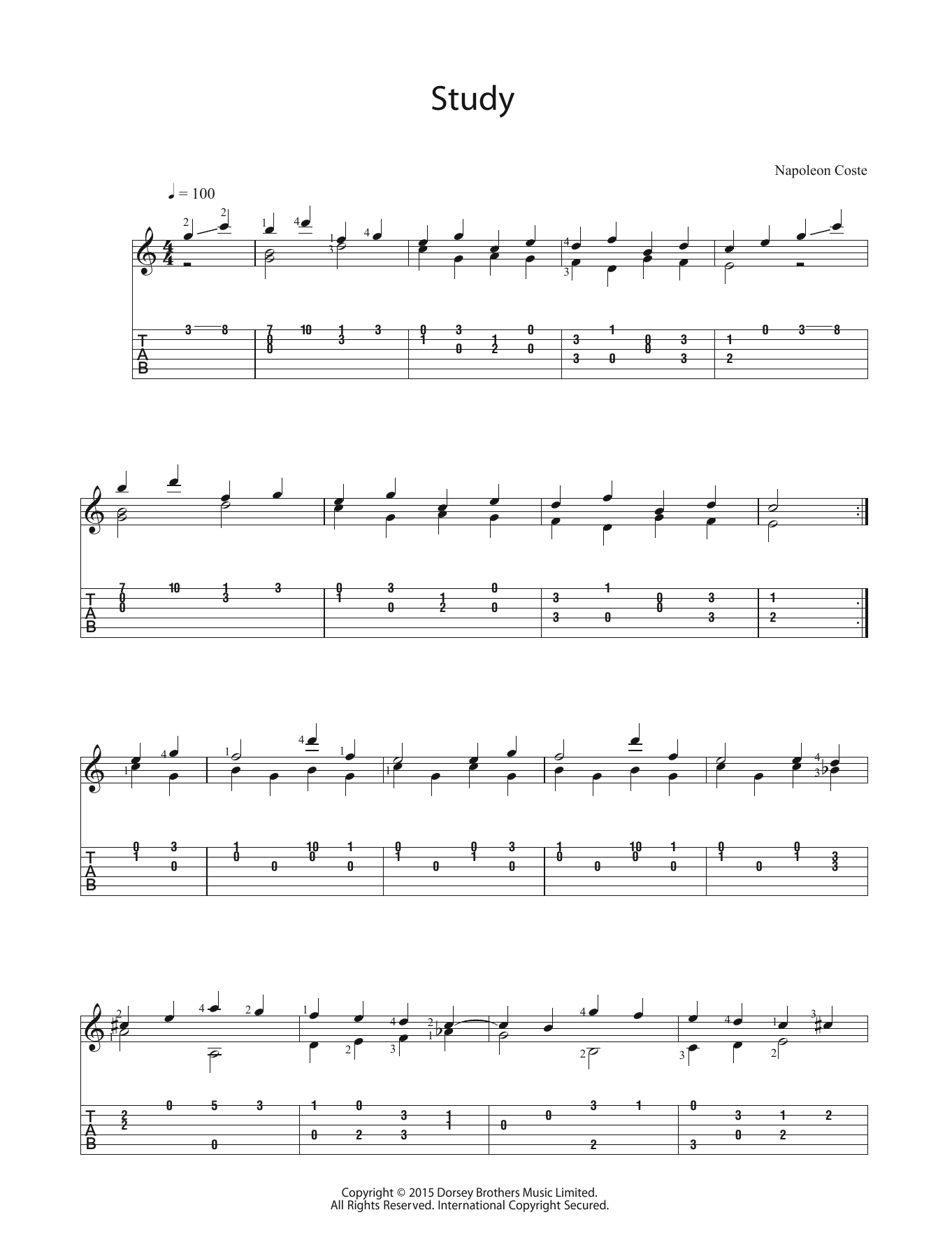 Download Napoleon Coste Study Sheet Music and learn how to play Guitar PDF digital score in minutes