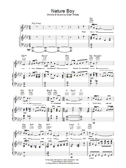 Download Nat King Cole Nature Boy Sheet Music and learn how to play Piano, Vocal & Guitar (Right-Hand Melody) PDF digital score in minutes