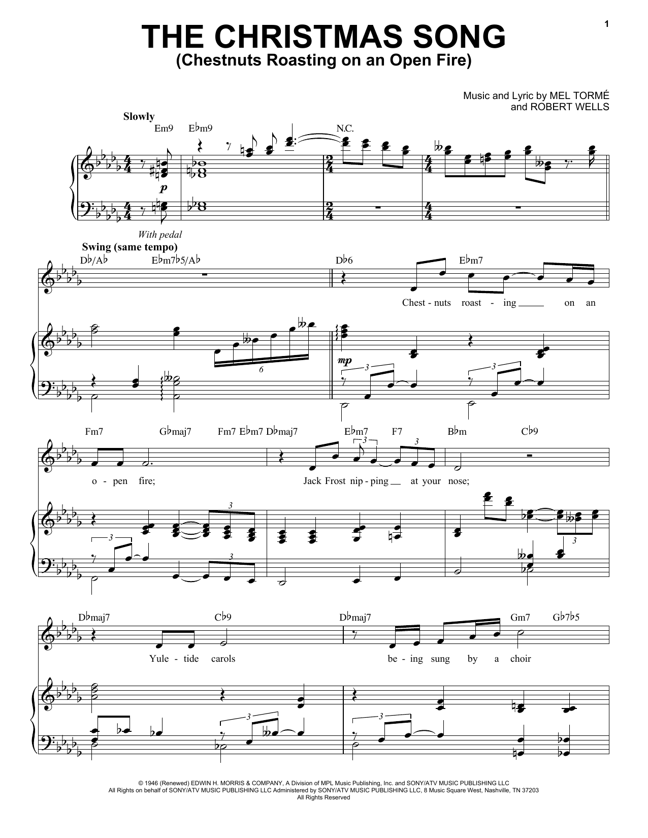Download Nat King Cole The Christmas Song (Chestnuts Roasting On An Open Fire) Sheet Music and learn how to play Piano & Vocal PDF digital score in minutes