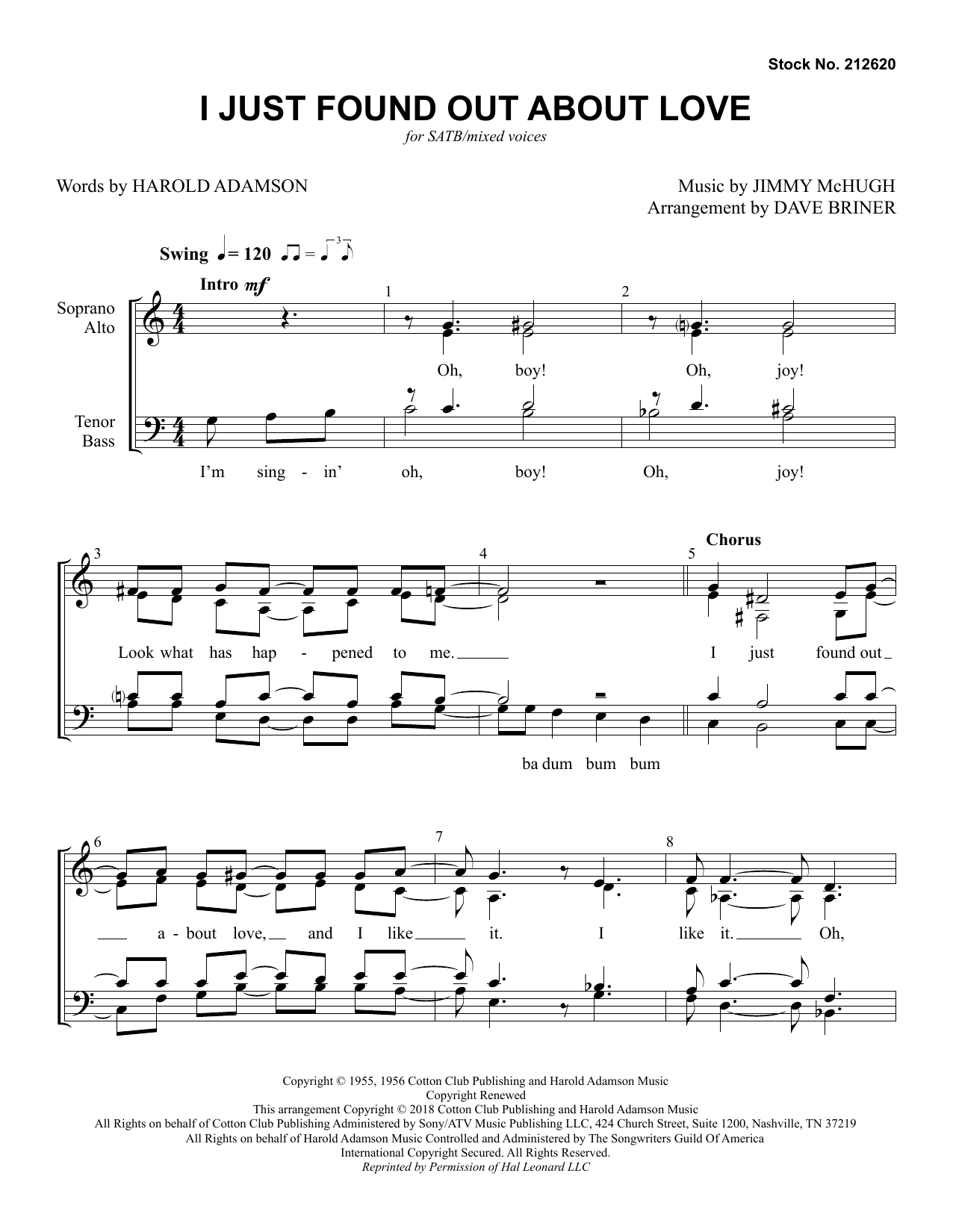 Download Nat King Cole I Just Found out About Love (arr. Dave Briner) Sheet Music and learn how to play TTBB Choir PDF digital score in minutes