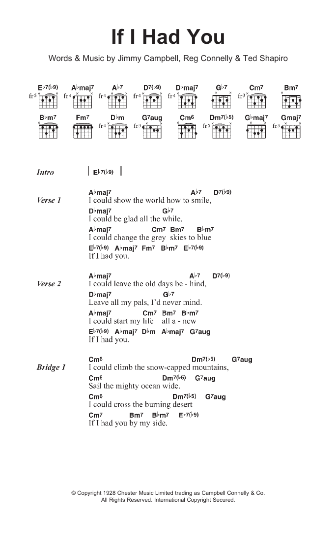Download Nat King Cole If I Had You Sheet Music and learn how to play Lyrics & Chords PDF digital score in minutes