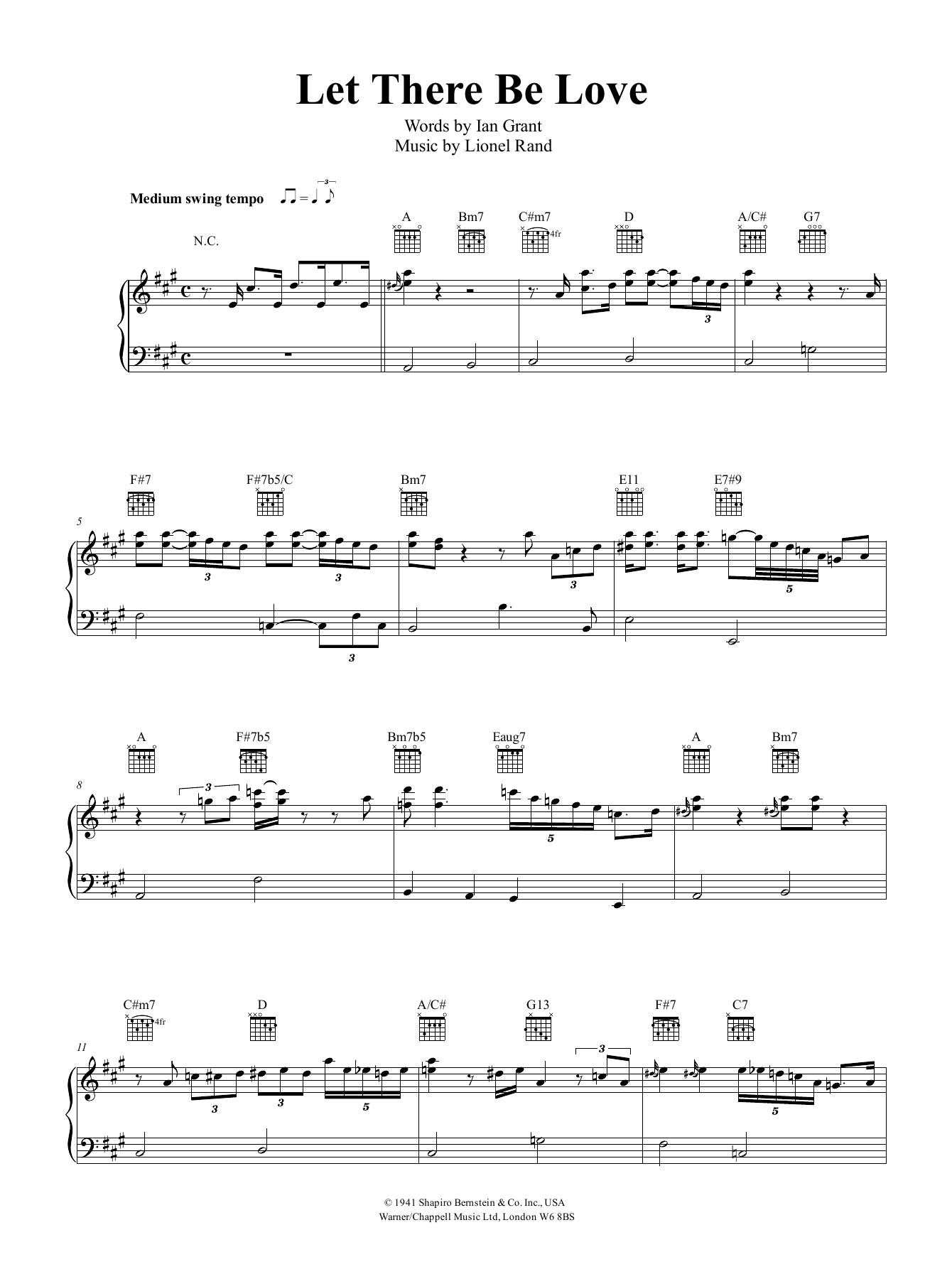Download Nat King Cole Let There Be Love Sheet Music and learn how to play Piano, Vocal & Guitar (Right-Hand Melody) PDF digital score in minutes