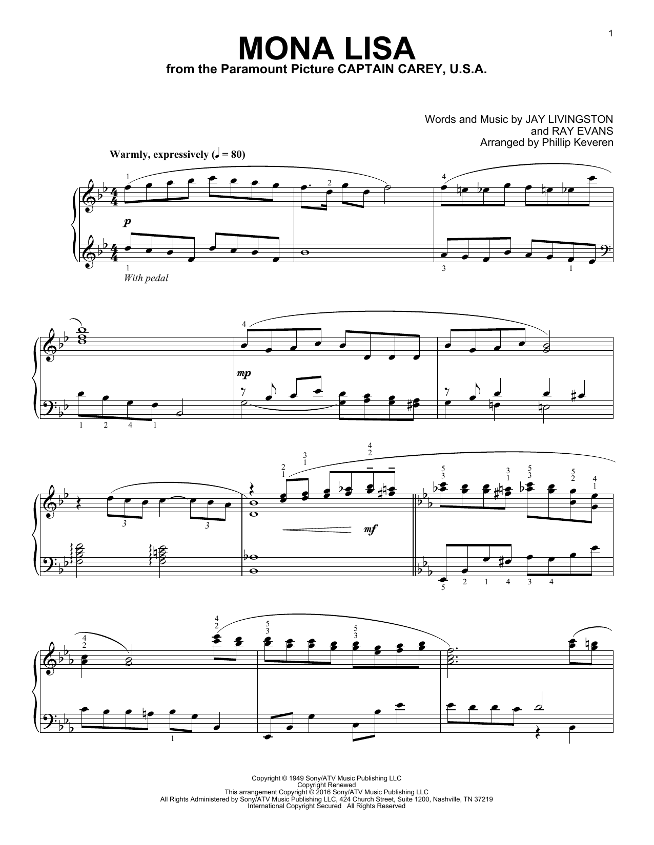 Download Phillip Keveren Mona Lisa Sheet Music and learn how to play Piano PDF digital score in minutes