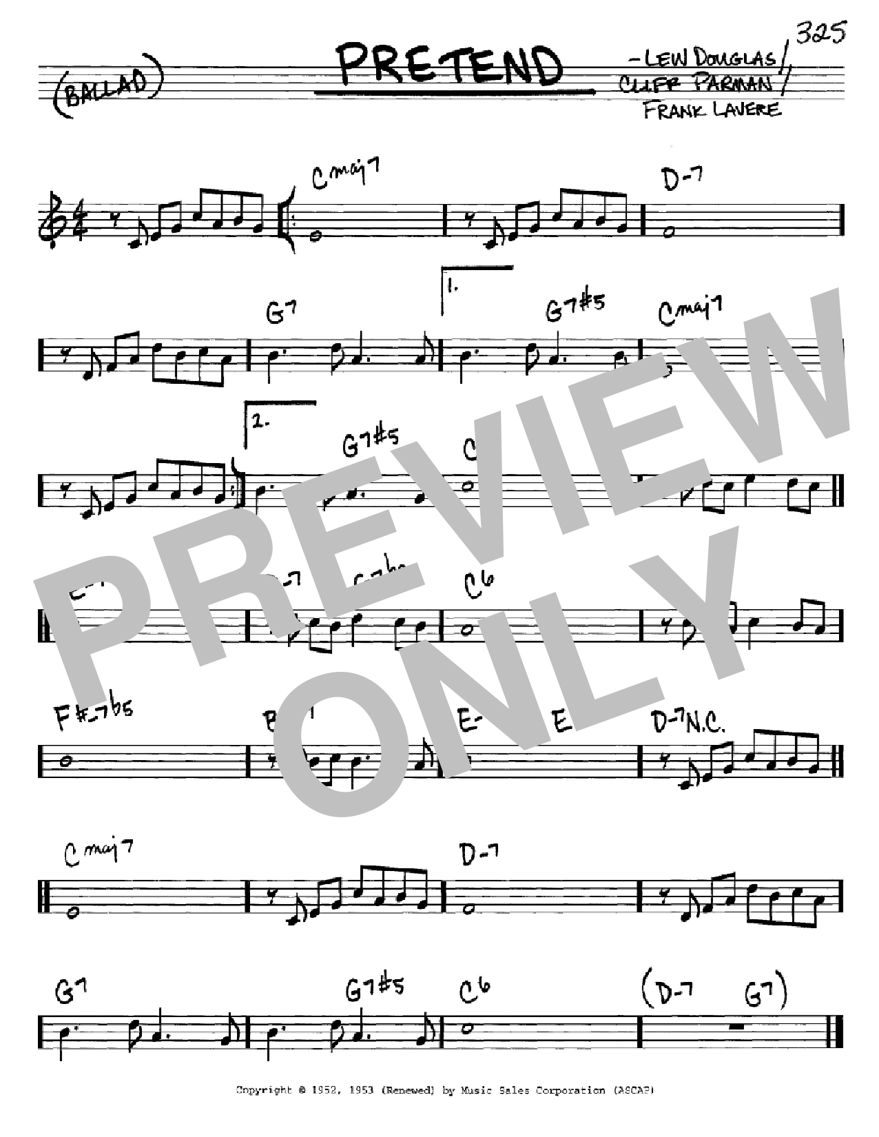 Download Nat King Cole Pretend Sheet Music and learn how to play Real Book – Melody, Lyrics & Chords PDF digital score in minutes
