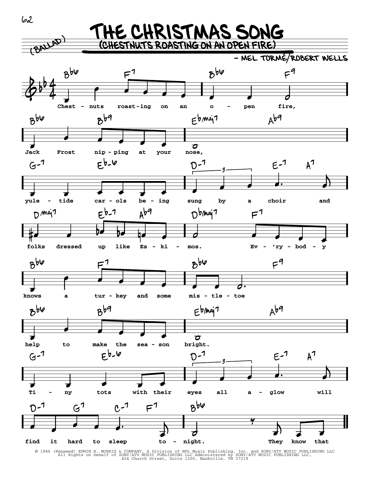 Download Nat King Cole The Christmas Song (Chestnuts Roasting On An Open Fire) (Low Voice) Sheet Music and learn how to play Real Book – Melody, Lyrics & Chords PDF digital score in minutes