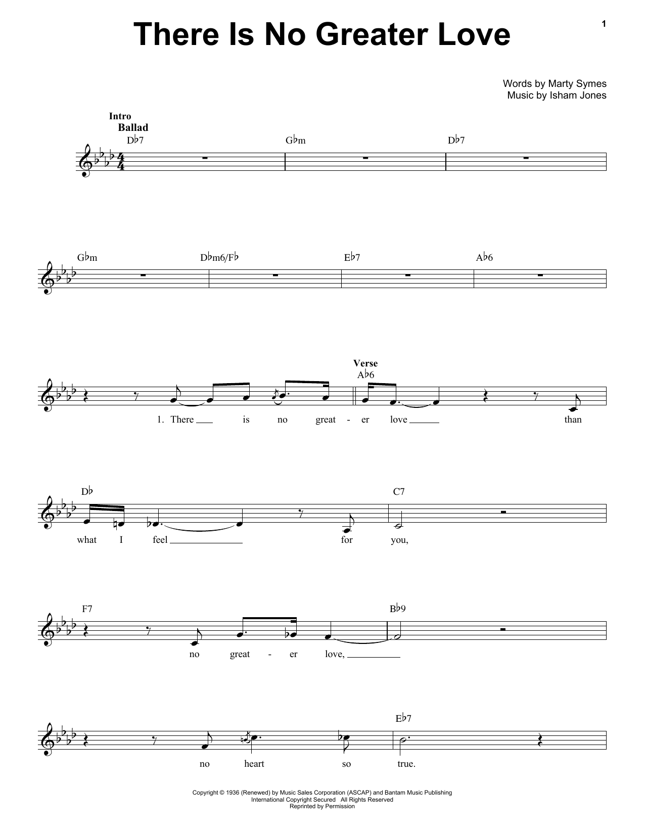 Download Nat King Cole (There Is) No Greater Love Sheet Music and learn how to play Voice PDF digital score in minutes