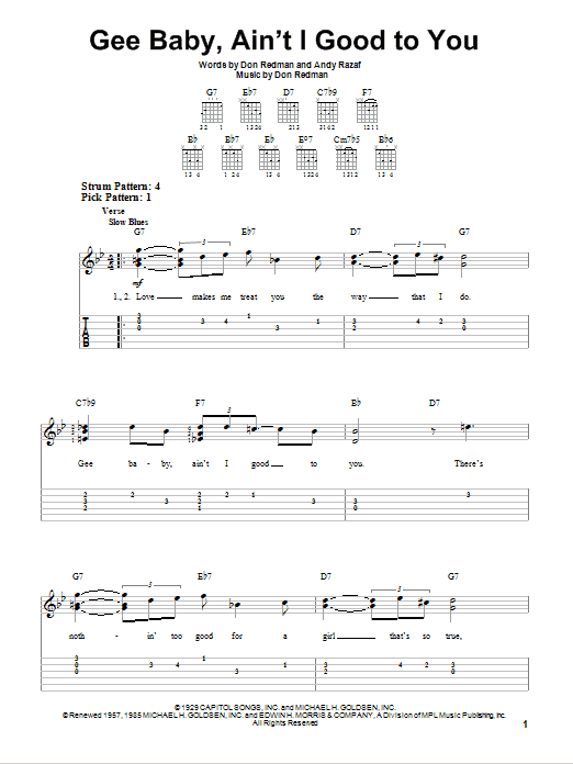 Download Don Redman Gee Baby, Ain't I Good To You Sheet Music and learn how to play Easy Guitar Tab PDF digital score in minutes