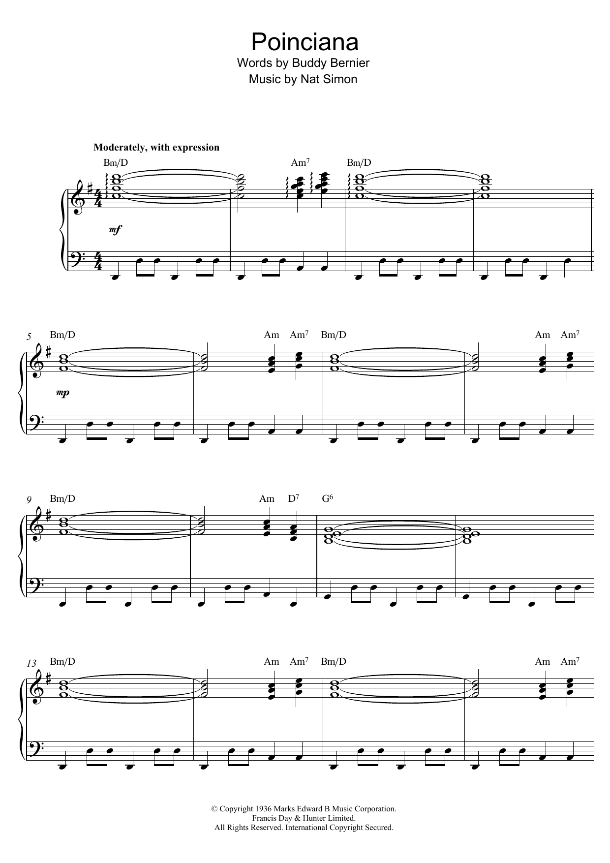 Download Nat Simon Poinciana Sheet Music and learn how to play Piano PDF digital score in minutes