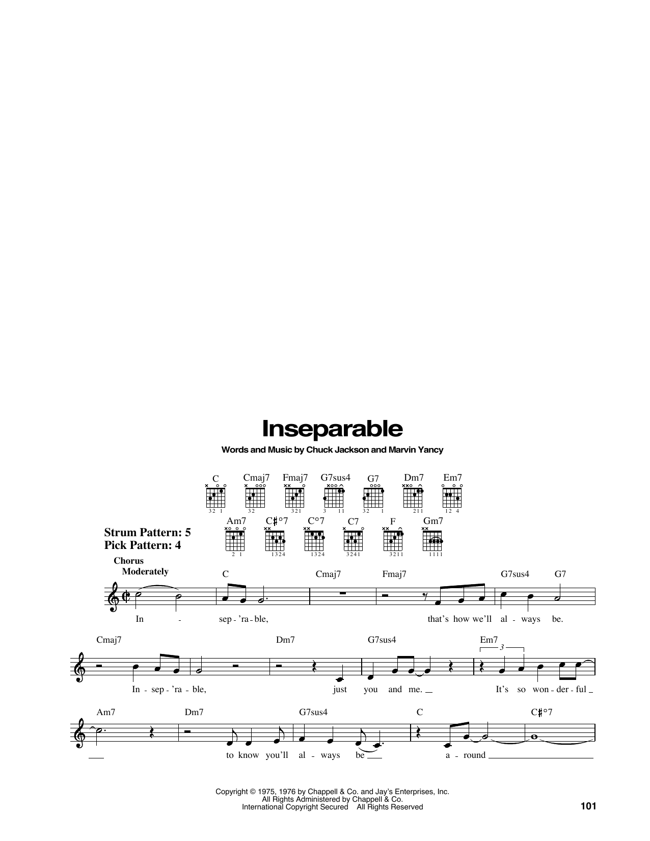 Download Natalie Cole Inseparable Sheet Music and learn how to play Easy Guitar PDF digital score in minutes