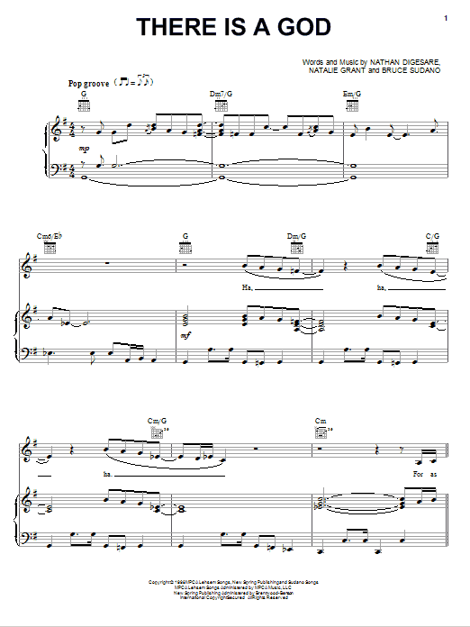 Download Natalie Grant There Is A God Sheet Music and learn how to play Piano, Vocal & Guitar (Right-Hand Melody) PDF digital score in minutes