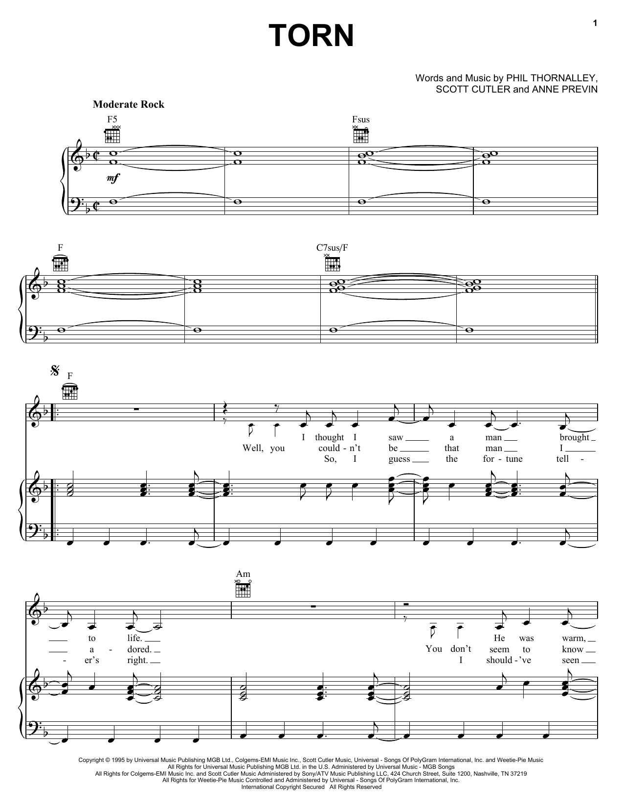 Download Natalie Imbruglia Torn Sheet Music and learn how to play Clarinet PDF digital score in minutes