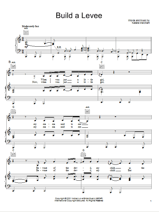 Download Natalie Merchant Build A Levee Sheet Music and learn how to play Piano, Vocal & Guitar (Right-Hand Melody) PDF digital score in minutes