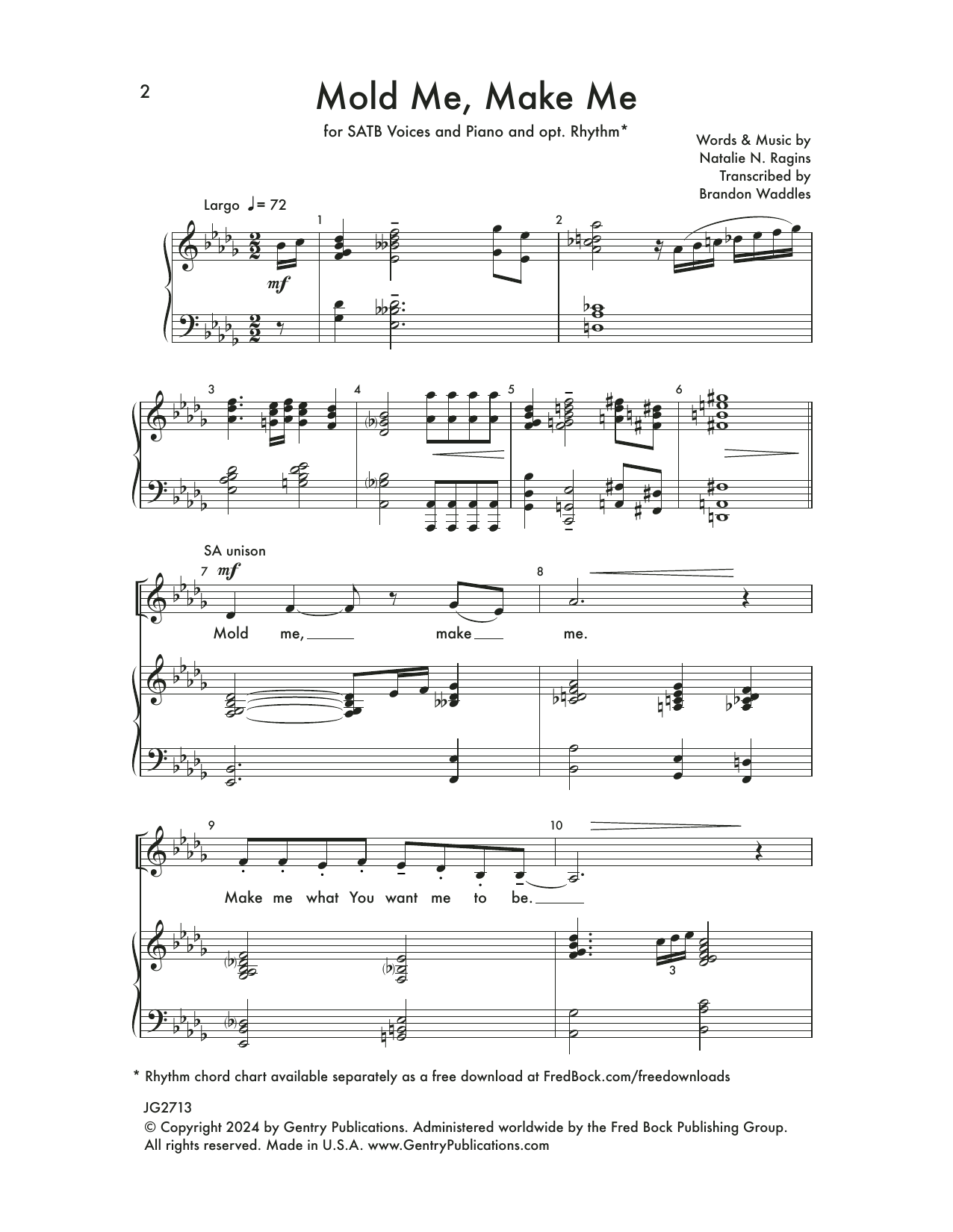 Download Natalie Ragins Mold Me, Make Me Sheet Music and learn how to play SATB Choir PDF digital score in minutes