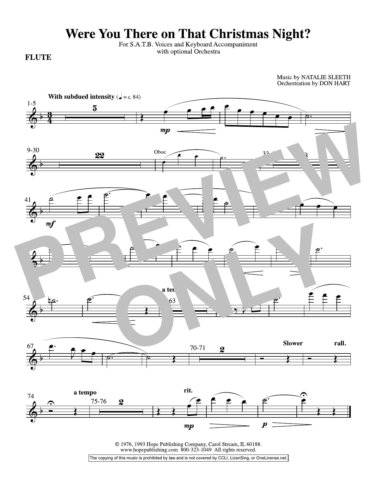 Download NATALIE SLEETH Were You There On That Christmas Night? (arr. Don Hart) - Flute Sheet Music and learn how to play Choir Instrumental Pak PDF digital score in minutes