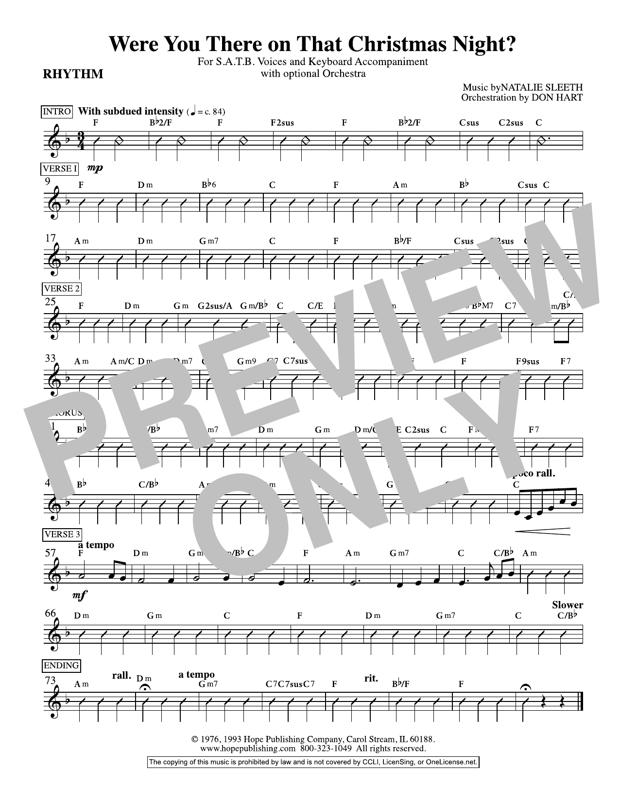 Download NATALIE SLEETH Were You There On That Christmas Night? (arr. Don Hart) - Rhythm Sheet Music and learn how to play Choir Instrumental Pak PDF digital score in minutes