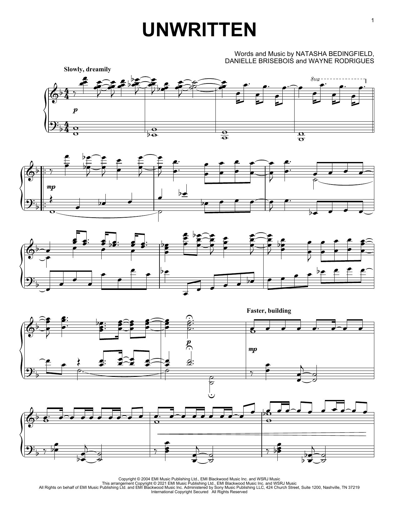 Download Natasha Bedingfield Unwritten [Classical version] Sheet Music and learn how to play Piano Solo PDF digital score in minutes