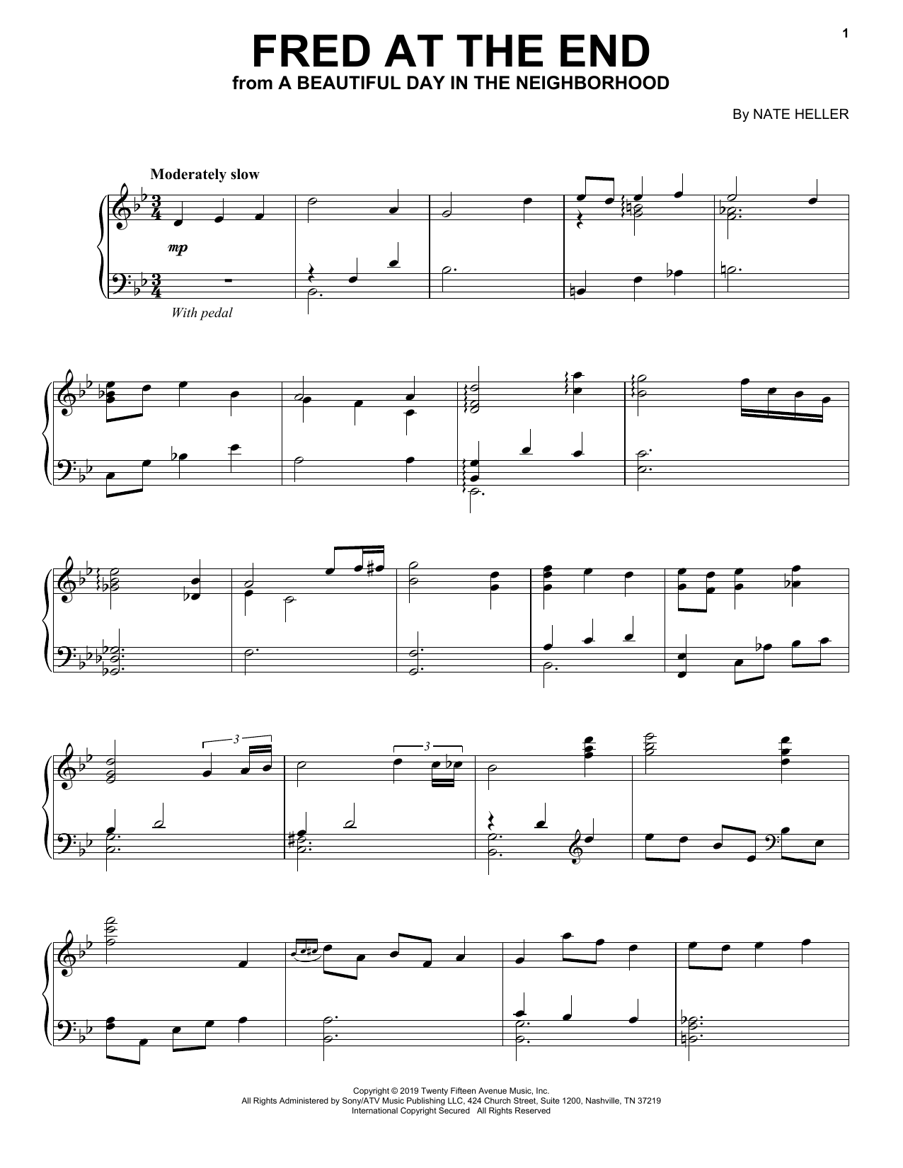 Download Nate Heller Fred At The End (from A Beautiful Day in the Neighborhood) Sheet Music and learn how to play Piano Solo PDF digital score in minutes