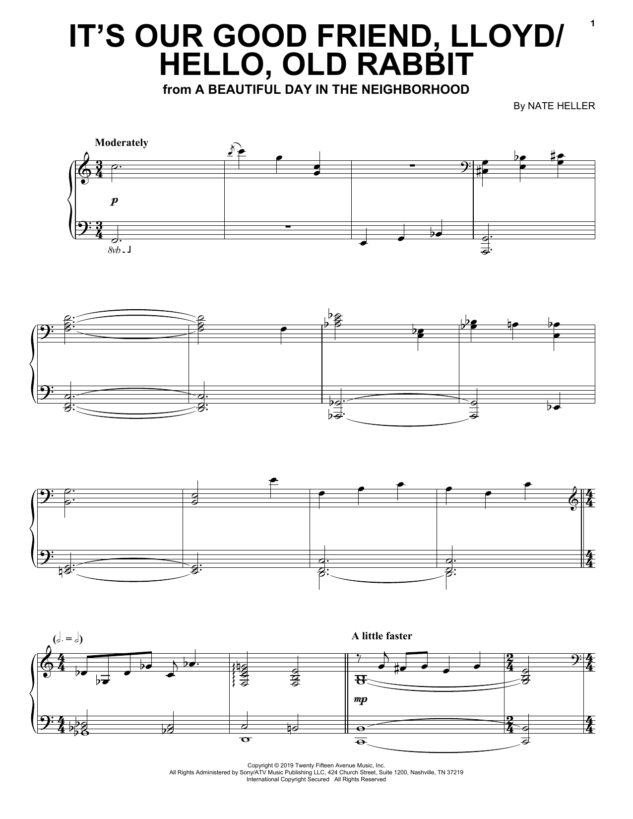 Download Nate Heller It's Our Good Friend, Lloyd/Hello, Old Rabbit (from A Beautiful Day in the Neigh Sheet Music and learn how to play Piano Solo PDF digital score in minutes