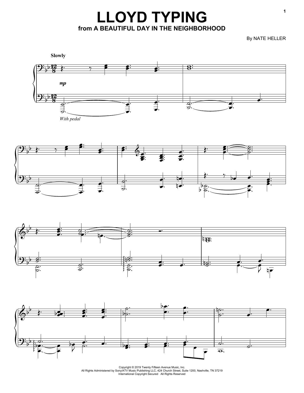 Download Nate Heller Lloyd Typing (from A Beautiful Day in the Neighborhood) Sheet Music and learn how to play Piano Solo PDF digital score in minutes