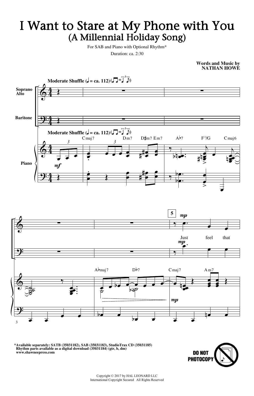 Download Nathan Howe I Want To Stare At My Phone With You (A Millennial Holiday Song) Sheet Music and learn how to play SATB PDF digital score in minutes