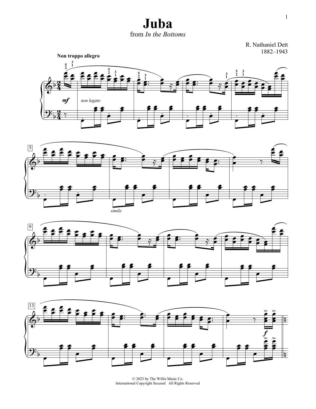 Download Nathaniel Dett Juba Sheet Music and learn how to play Educational Piano PDF digital score in minutes